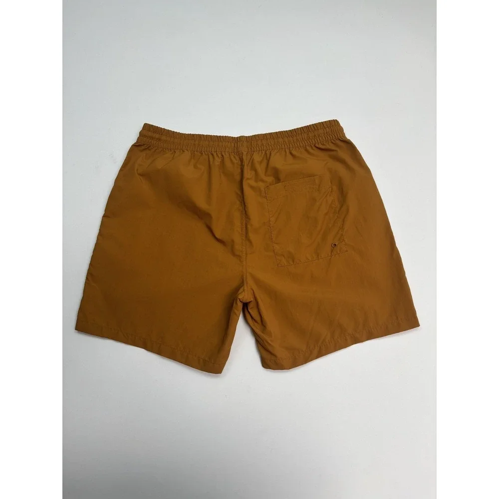 Mens Sz M Empyre Dark Khaki Board Shorts Floater Red Drawstring‎ Swim Trunk